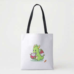 "Niedlicher Drache Eating Dragon Fruit Tote Beutel Tasche