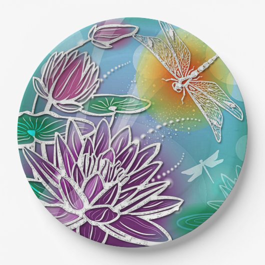 Niedlicher Drache Fliegen Hübsche Sommerfarben Mod Pappteller (Vorderseite)