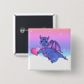 Niedlicher Drache-Herz-Knopf - Rosa - lila Button (Vorne & Hinten)