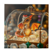 Niedlicher Drache in einer Schmuckbox Fliese (Vorderseite)