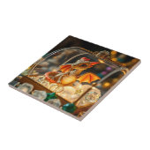 Niedlicher Drache in einer Schmuckbox Fliese (Seite)