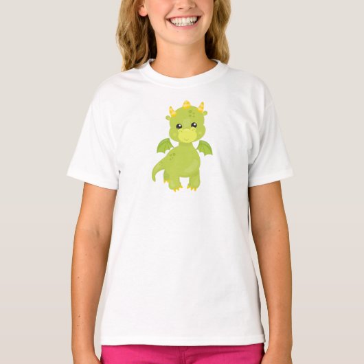 Niedlicher Drache, Kleiner Drache, Grüner Drache, T-Shirt (Vorderseite)
