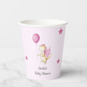 Niedlicher Drache mit Balloon Girl Pink Babydusche Pappbecher (Vorderseite)