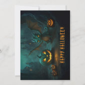 Niedlicher Drache mit Beängstigendem Pumpkins-Hall Einladung (Rückseite)