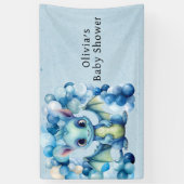 Niedlicher Drache mit Blue Balloons Boy Baby Dusch Banner (Vertikal)