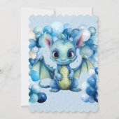 Niedlicher Drache mit Blue Balloons Boy Baby Dusch Einladung (Rückseite)
