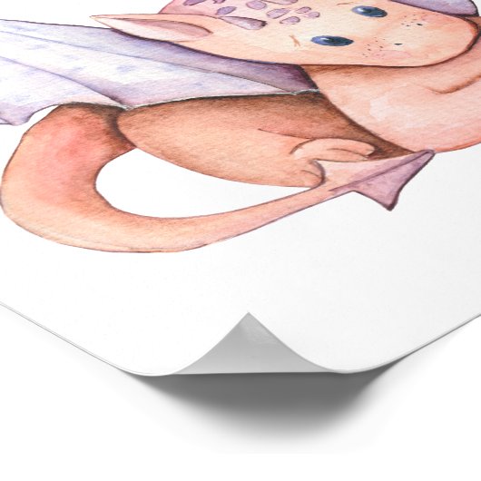 Niedlicher Drache mit Lila Flügeln-Display-Poster Poster (Ecke)
