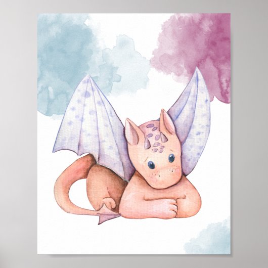 Niedlicher Drache mit Lila Flügeln-Display-Poster Poster (Vorne)