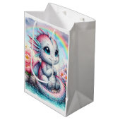 Niedlicher Drache Mittlere Geschenktüte (Vorderseite Schrägansicht)