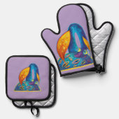 niedlicher Drache Ofenhandschuh & Topflappen-Set (Vorderseite/Rückseite)