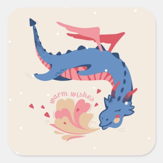 Niedlicher Drache Quadratischer Aufkleber (Vorderseite)