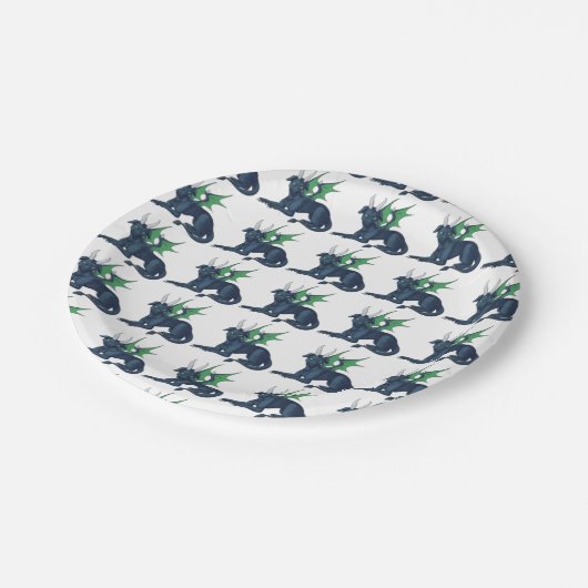 Niedlicher Drache-Teller Pappteller (Schrägansicht)