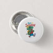 Niedlicher Drache zurück zur Kunst der Schule Button (Vorne & Hinten)