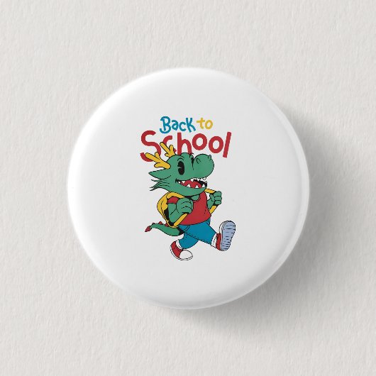 Niedlicher Drache zurück zur Kunst der Schule Button (Vorderseite)