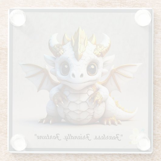 "Niedlicher Drachencharakter" Glasuntersetzer (Rückseite)