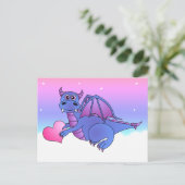 Niedlicher Drachenherz Postkarte Blau - Rosa - Lil (Stehend Vorderseite)