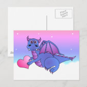 Niedlicher Drachenherz Postkarte Blau - Rosa - Lil (Vorne/Hinten)