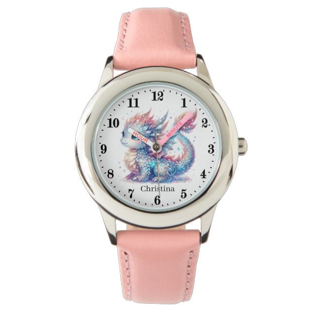 Niedlicher Drachenname Armbanduhr (Vorderseite)