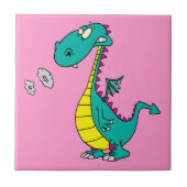 niedlicher Drachenraucher läutet Cartoon Fliese (Vorderseite)