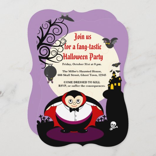 Niedlicher Dracula-Vampir: Einladung (Vorne/Hinten)