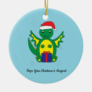 Niedlicher Dragon Santa Snowflake Weihnachten pers Keramik Ornament