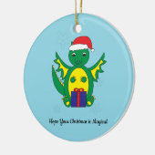 Niedlicher Dragon Santa Snowflake Weihnachten pers Keramik Ornament (Links)