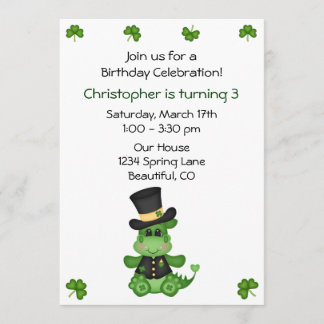 Niedlicher Dragon St Patrick's Day zum Geburtstag  Einladung