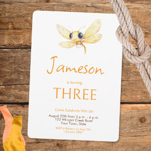 Niedlicher Dragonfly Orange Yellow Boy Geburtstag Einladung