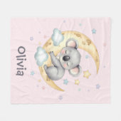 Niedlicher Dreamy Koala auf der Crescent Moon Girl Fleecedecke (Vorderseite (Horizontal))