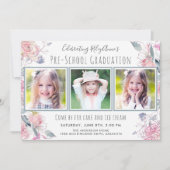 Niedlicher Drei-Foto-Pre-School-Abschluss für Mädc Einladung (Vorderseite)