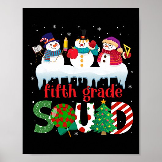 Niedlicher drei Snowman-Lehrer Kinder Fünfte Klass Poster (Vorne)