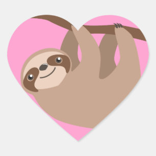 Niedlicher Drei-Toed Sloth Herz-Aufkleber
