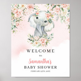 Niedlicher Dschungel Babyelefant Dusche Empfang Poster