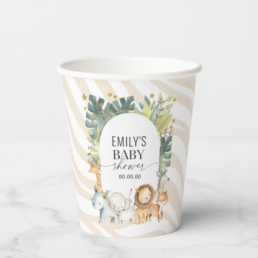 Niedlicher Dschungel Babyminze Babydusche Papierta Pappbecher (Rückseite)