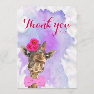 Niedlicher Dschungel der Giraffe Tierwatercolor Dankeskarte