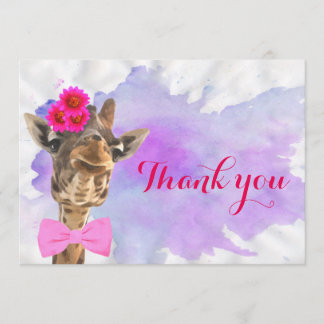 Niedlicher Dschungel der Giraffe Tierwatercolor Dankeskarte