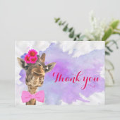 Niedlicher Dschungel der Giraffe Tierwatercolor Dankeskarte (Stehend Vorderseite)