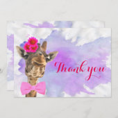 Niedlicher Dschungel der Giraffe Tierwatercolor Dankeskarte (Vorne/Hinten)