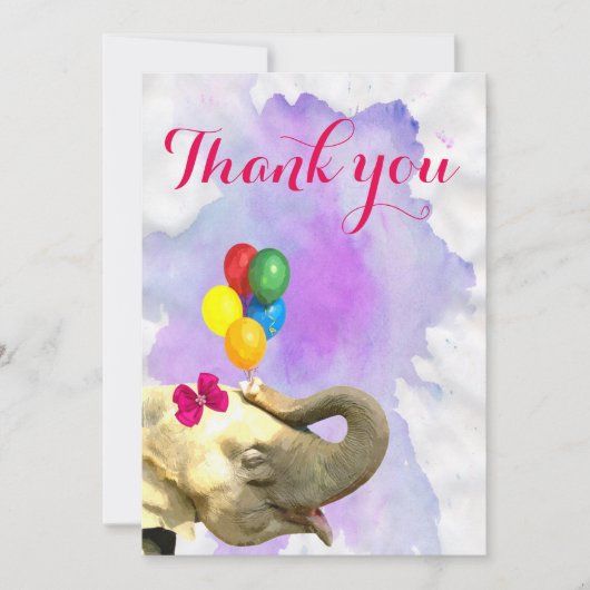 Niedlicher Dschungel des Elefanten Tierwatercolor Dankeskarte (Vorderseite)