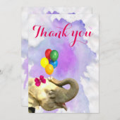 Niedlicher Dschungel des Elefanten Tierwatercolor Dankeskarte (Vorne/Hinten)