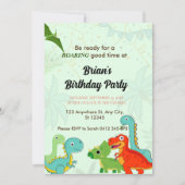 niedlicher Dschungel-Dinosaurier-Junge Geburtstag Einladung (Vorderseite)