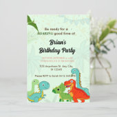 niedlicher Dschungel-Dinosaurier-Junge Geburtstag Einladung (Stehend Vorderseite)