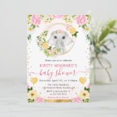 Niedlicher Dschungel mit Wasserfarbe Elephant Baby Einladung (Stehend Vorderseite)