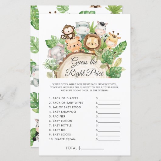 Niedlicher Dschungel Raten Sie mit dem richtigen P (Vorne/Hinten)