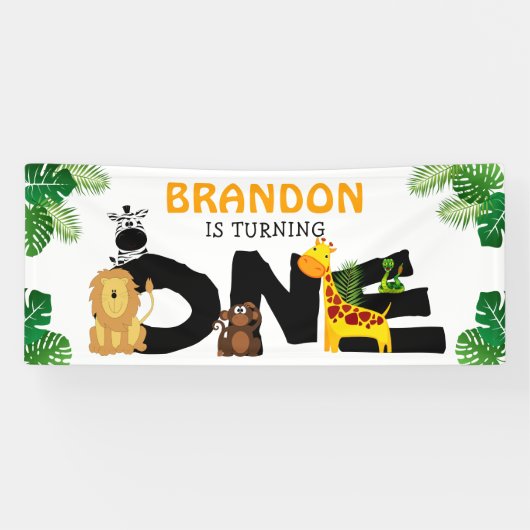 Niedlicher Dschungel | Safari Animals Kindergeburt Banner (Horizontal)