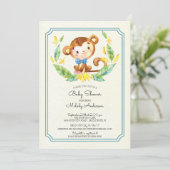 Niedlicher Dschungelaffen Kinderdusche Einladung (Stehend Vorderseite)