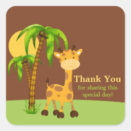 Niedlicher DschungelElefant Vielen Dank, Ihr Stick Quadratischer Aufkleber