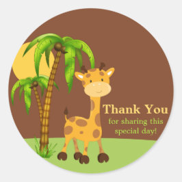 Niedlicher DschungelElefant Vielen Dank, Ihr Stick Runder Aufkleber