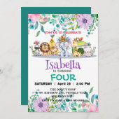 Niedlicher Dschungelstamm Tiere Geburtstagsfeier B Einladung (Vorne/Hinten)