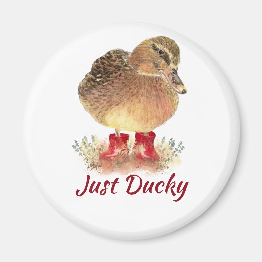 Niedlicher Duck Fun Zitat "Just Ducky" Magnet (Vorne)